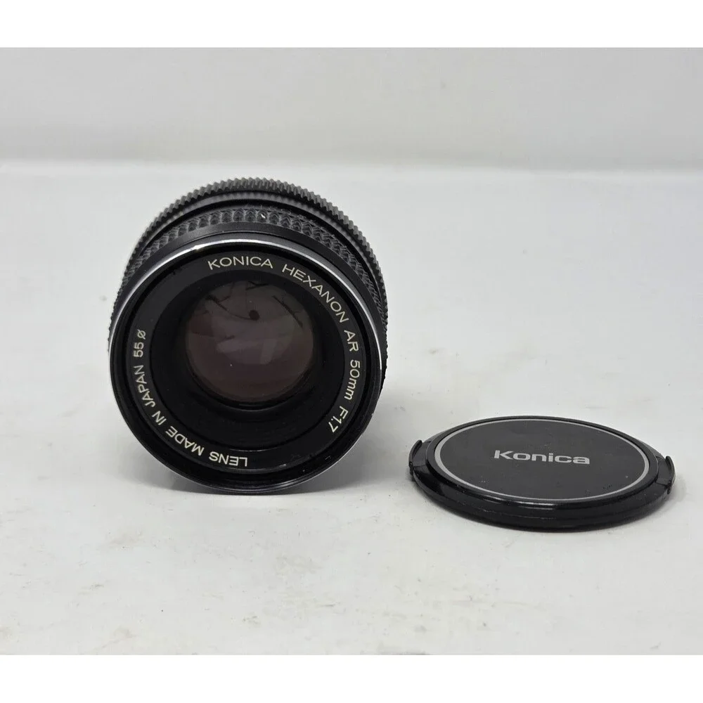 Konica Hexanon AR 50mm f/1.7 Lens Manual Focus Japan w/ Caps Clean